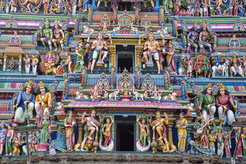 Fototapeta premium Sculptured facade of the Kapaleeshwarar Temple, Mylapore, Chennai, Tamil Nadu