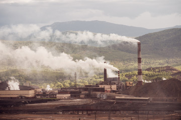 Obraz na płótnie Canvas Chemical factory with smoke stack