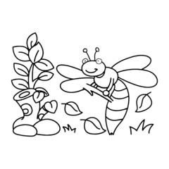 Dragonfly cartoon illustration isolated on white background for children color book