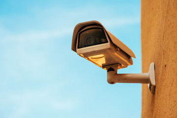 Outdoor security camera in protective metal housing