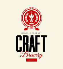 Modern craft beer drink isolated vector logo sign for brewery, pub, brewhouse or bar.
Premium quality old barrel logotype tee print badge illustration. Brewing fest fashion t-shirt emblem design.