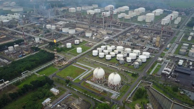 Aerial view of oil refinery in Indonesia