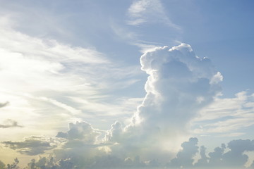 Approaching storm cloud with rain over  the sea