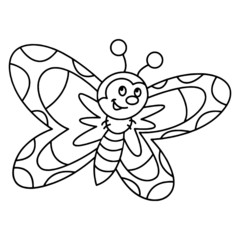 Butterfly cartoon illustration isolated on white background for children color book