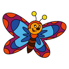 Butterfly cartoon illustration isolated on white background for children color book