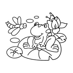 Frog cartoon illustration isolated on white background for children color book