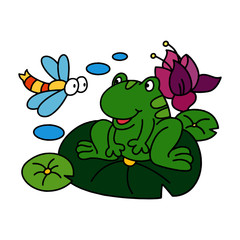 Frog cartoon illustration isolated on white background for children color book