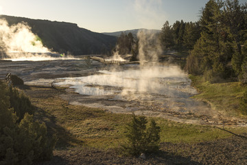 Grassy Hot Springs at sunrise;  Yellowstone NP;  Wyoming