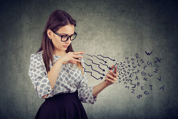Woman controlling social media