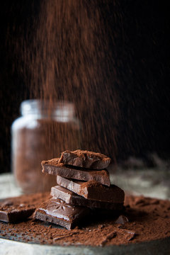 Chocolate and cacao&rsquo;s dust .