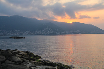 Gold sea sunset. Picture Sea sunset. Sea sunset background.