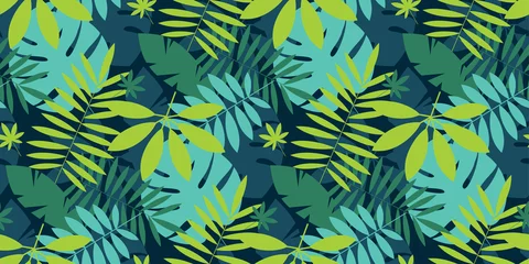 Küchenrückwand glas motiv Muster Einfache grüne tropische Blätter entwerfen nahtloses Muster
