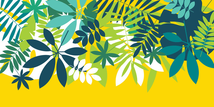 Green simple tropical leaves design element
