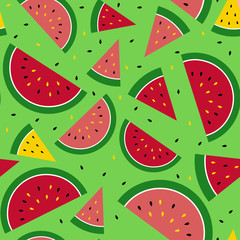 Vector Seamless Pattern of Watermelon