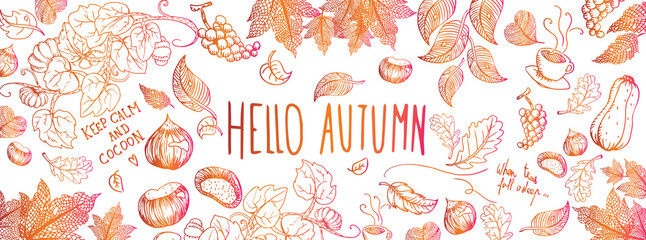 Autumn doodles background