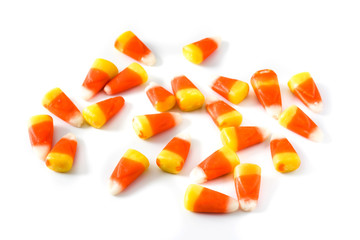 Typical halloween candy corn isolated on white background
