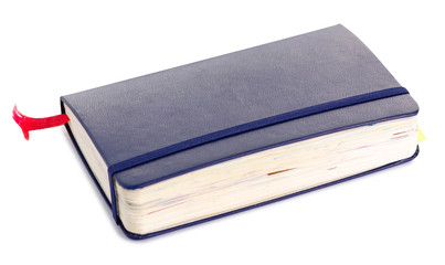 Blue notebook diary on a white background isolation