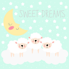 Sheep and moon background for sweet dreams theme