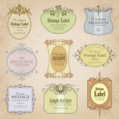 Collection of vintage labels in color - vector design