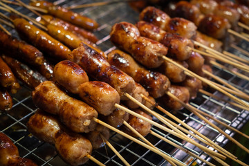 thai meatball. pork sausage grilled