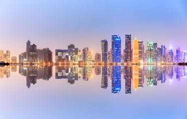 Doha skyline Reflection Qatar