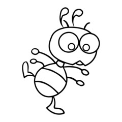 Ant cartoon illustration isolated on white background for children color book
