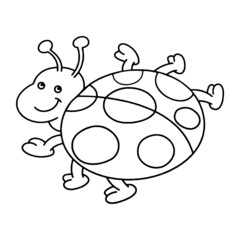 Ladybug cartoon illustration isolated on white background for children color book