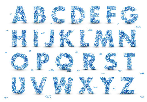 Blue Letters Alphabet Layout