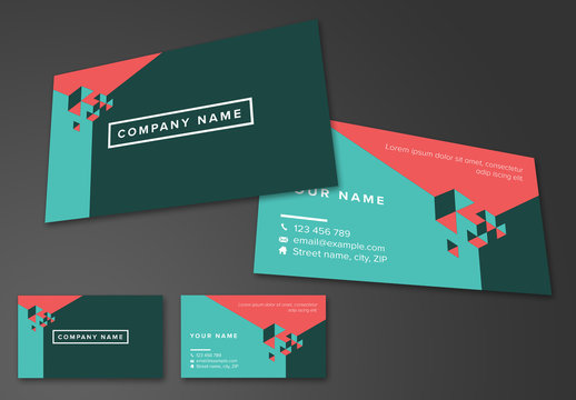 Business Card Layout with Geometric Accents