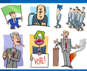 set of politics and politician cartoon concepts