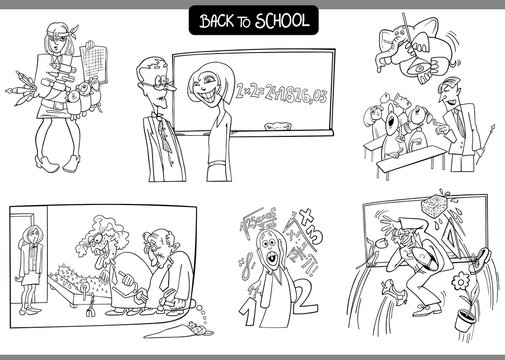 school and education carton set for coloring