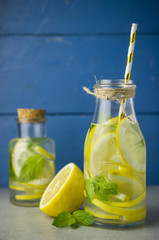 Cold lemonade with mint