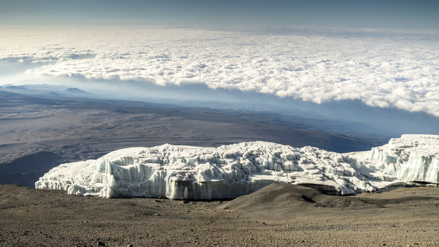 Kilimanjaro Crater and Glacier. View from Uhuru Peak