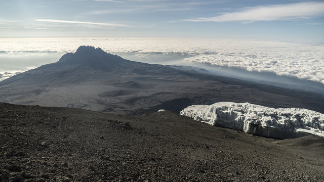 Kilimanjaro Crater and Glacier. View from Uhuru Peak