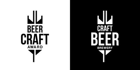 Modern craft beer drink isolated vector logo sign for brewery, pub, brewhouse or bar.
Premium quality wheat logotype tee print badge illustration. Brewing fest fashion t-shirt emblem design set.