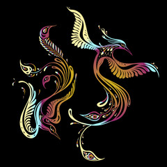 Beautiful peacock. Exotic bird. Vector hand drawn detailed illustration