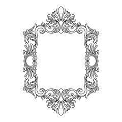 Vintage border frame engraving with retro ornament pattern in antique baroque style decorative design. Vector