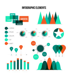 Eco Hipster Green Infographic Vector Statistic Graphic Chart Set. Circular Bar, Pie Chart, Diagram Business Template, Education, Label. Annual Concept, Communication Data Develoment Inforgaphics.