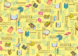Reading Books Colorful Seamless Pattern Background