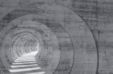Abstract empty gray concrete tunnel interior 3 d