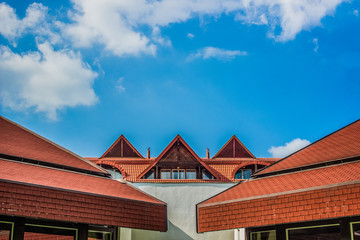 Fototapeta premium symmetry red roof house