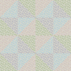 Daisy Seamless Pattern with Geometrical Multi Color Underlay.  Chamomile Pastel Color Seamless Pattern with Square Underlay.