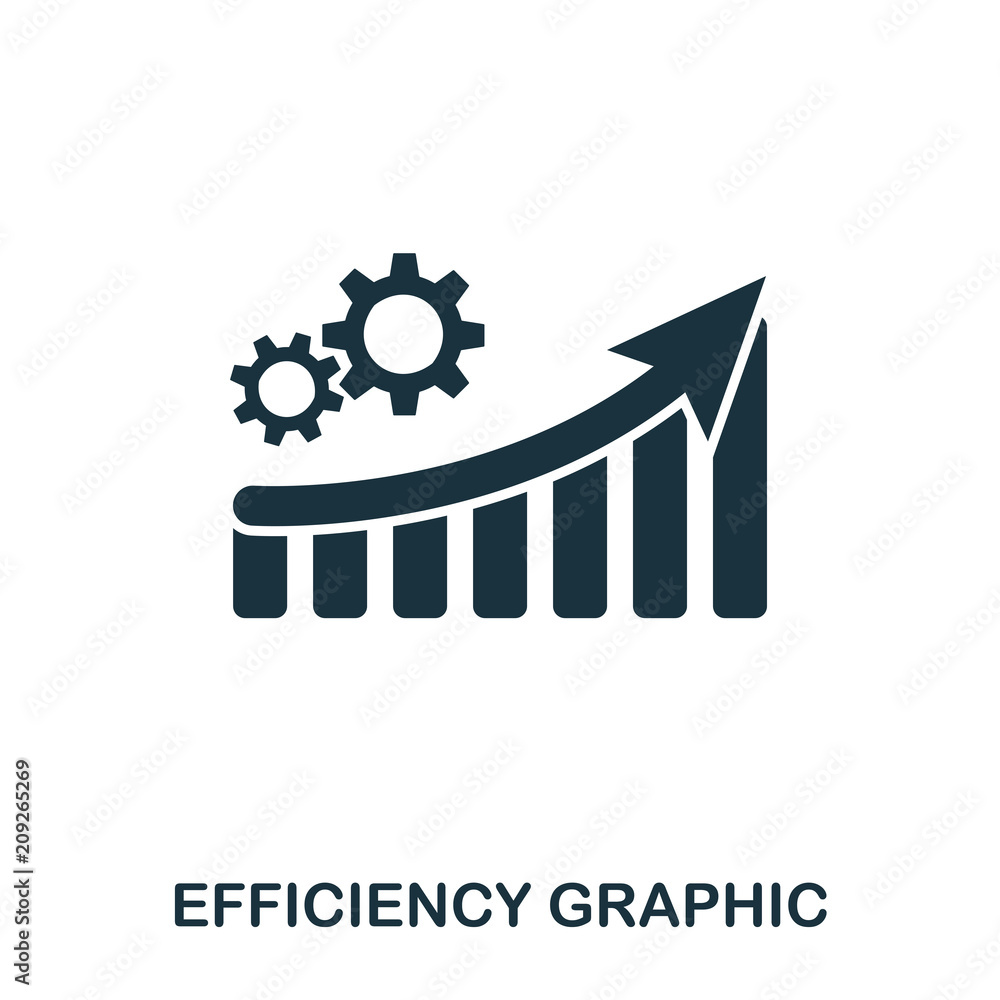 Poster efficiency increase graphic icon. mobile apps, printing and more usage. simple element sing. monochr
