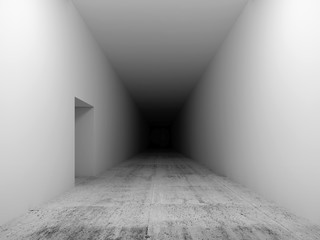 Abstract empty white 3d interior background, corridor