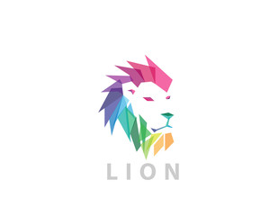 Colorful Lion Head Logo Illustration