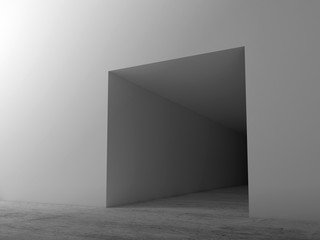 White  corridor with dark doorway. 3d render illustration