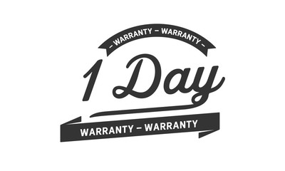 1 day black warranty icon stamp