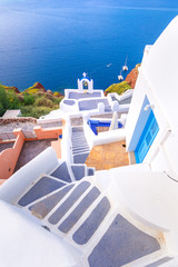 Abstract view of the cycladic style of traditional houses at Santorini, Greece.