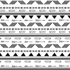 Black and white ikat tribal seamless pattern. Great for folk modern wallpaper, backgrounds, invitations, packaging design projects. Surface pattern design.