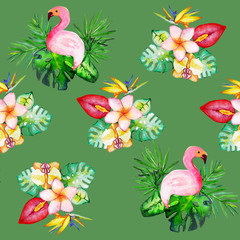 water colour exotic flower pattern